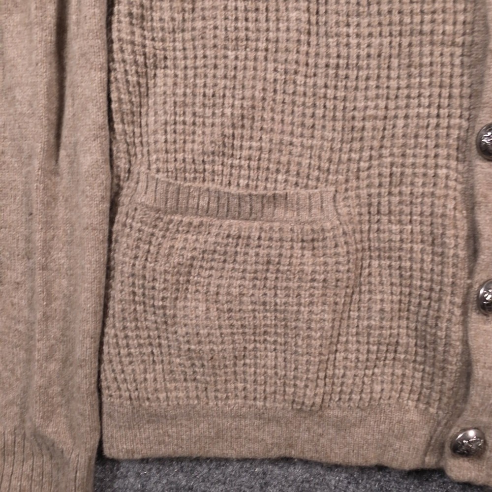 John Varvatos USA Luxe Cardigan Mens Medium Tan Merino Wool Nylon Grandpa - Picture 3 of 11